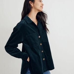 Madewell Dark Green Corduroy Button-Up Shirt